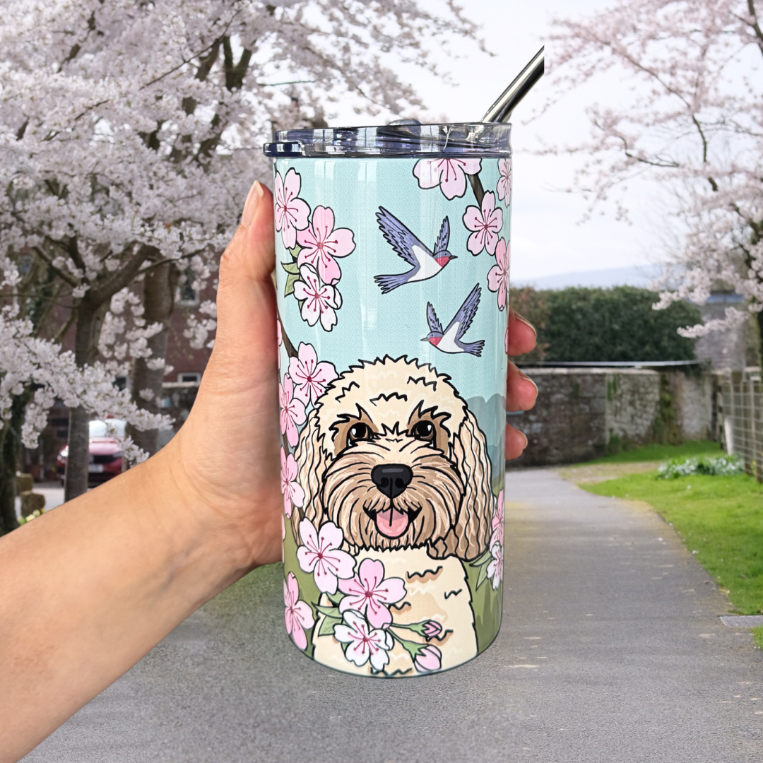 Personalised Cherry Blossom Tumbler | Life is Better With My Dog