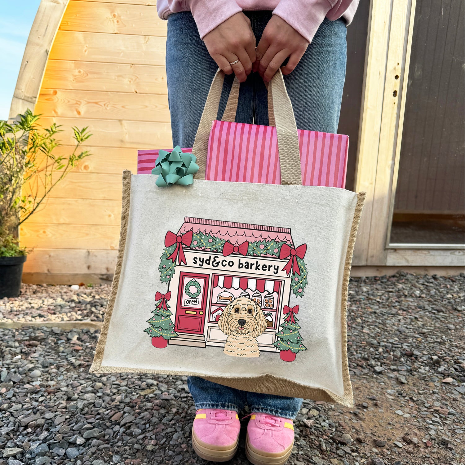 The Syd&Co Barkery Christmas Jute Tote Bag