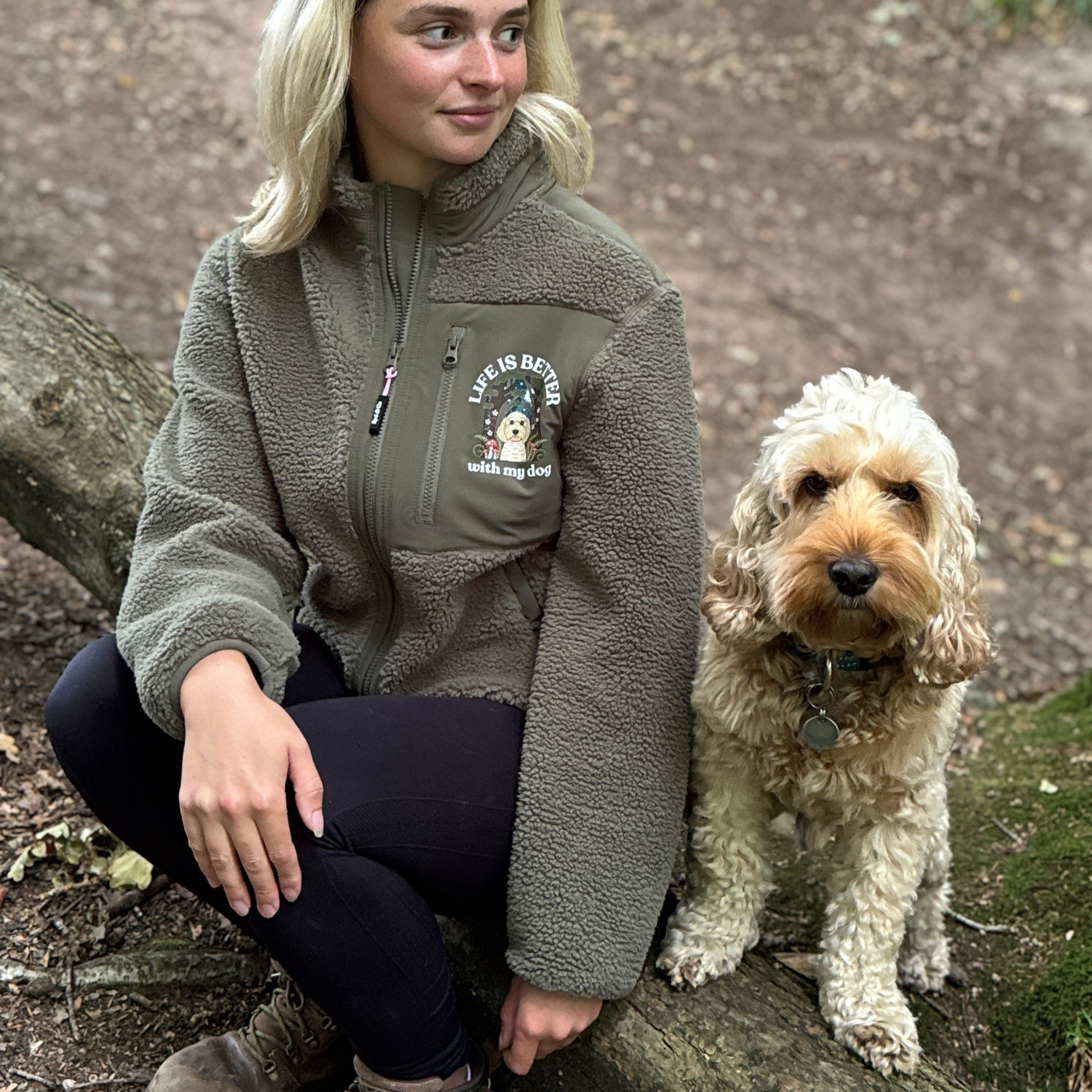 Khaki Personalised Life is Better Sherpa Jacket