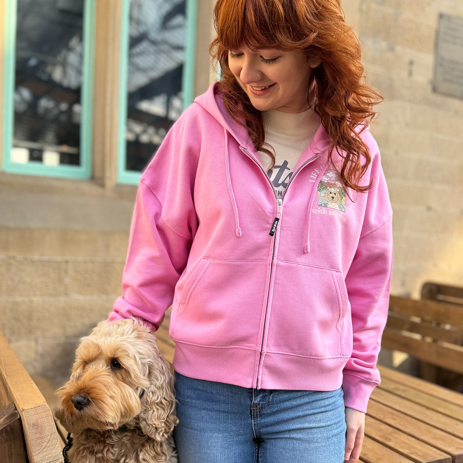Personalised Premium Boxy Zippy Hoody - Life is Better with My Dog