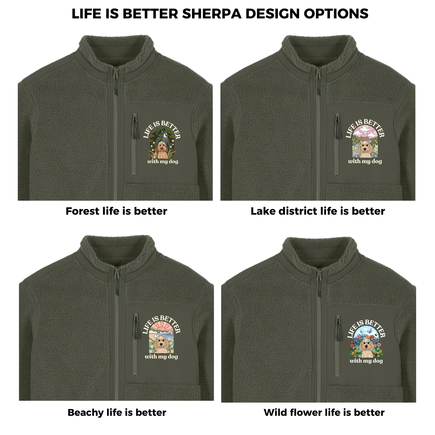 Black Personalised Life is Better Sherpa Jacket
