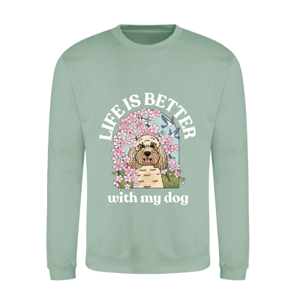 Personalised Cherry Blossom Sweatshirt  | Life is Better With My Dog