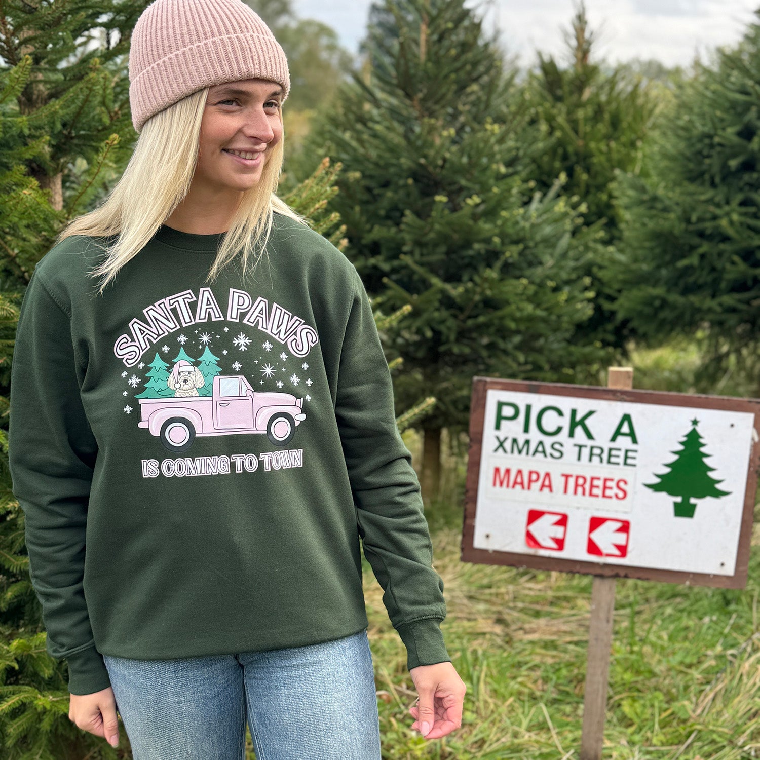 Green Personalised Santa Paws Sweatshirt