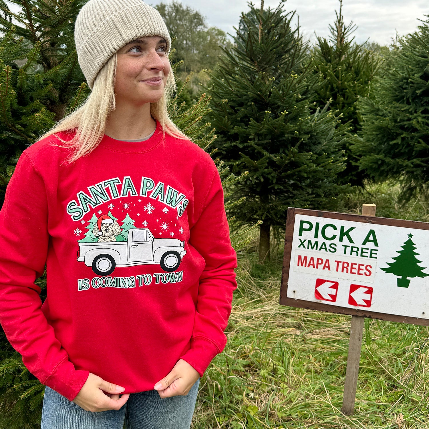 Red Personalised Santa Paws Sweatshirt