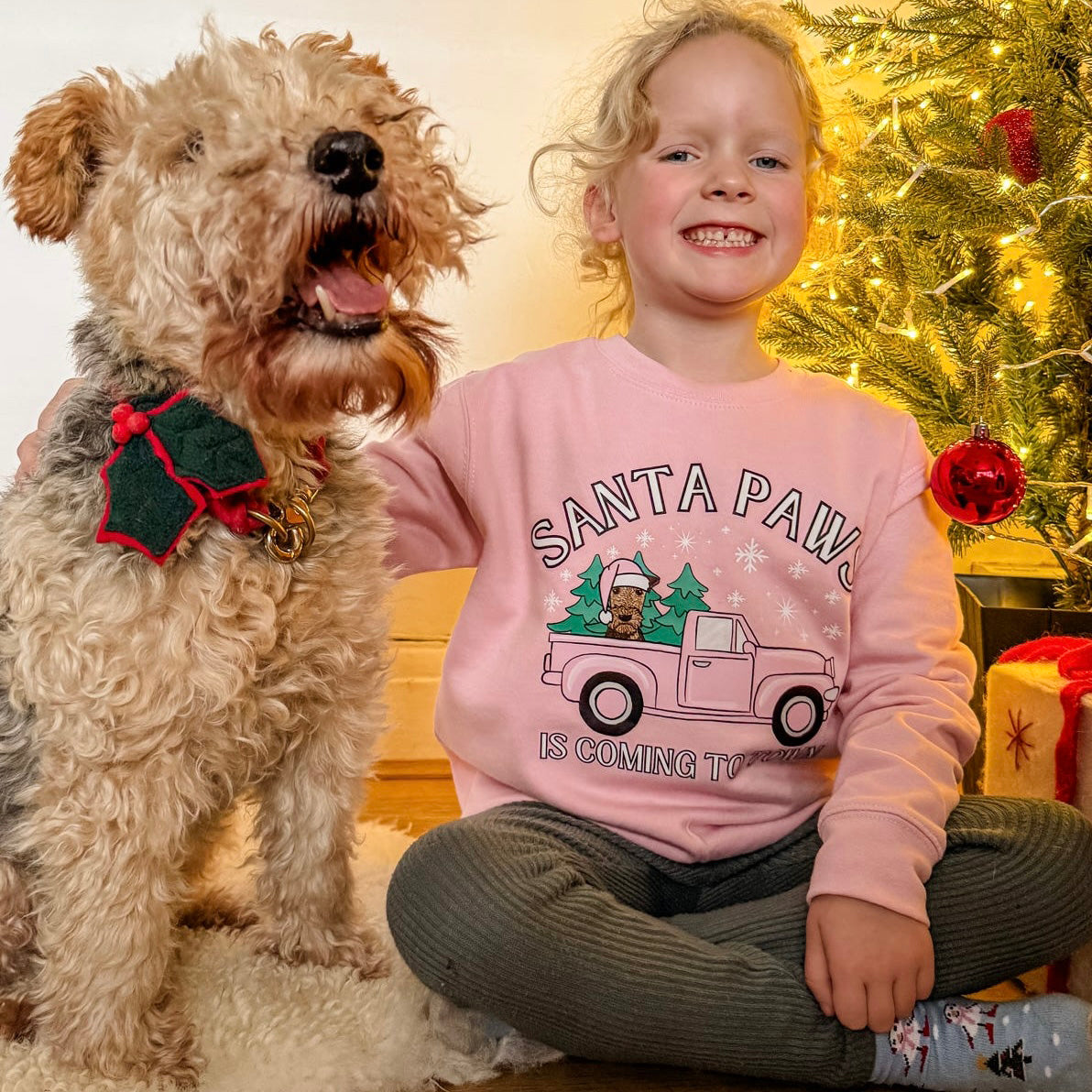 Kids Personalised Santa Paws Sweatshirt SydandCo