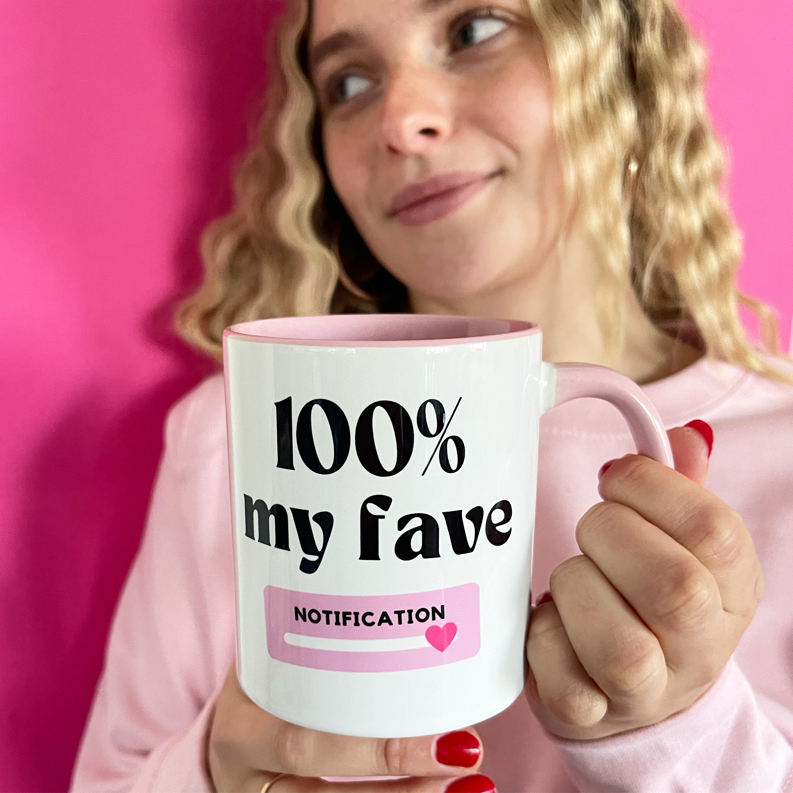 Personalised 100% My Fave Notification Valentines Mug
