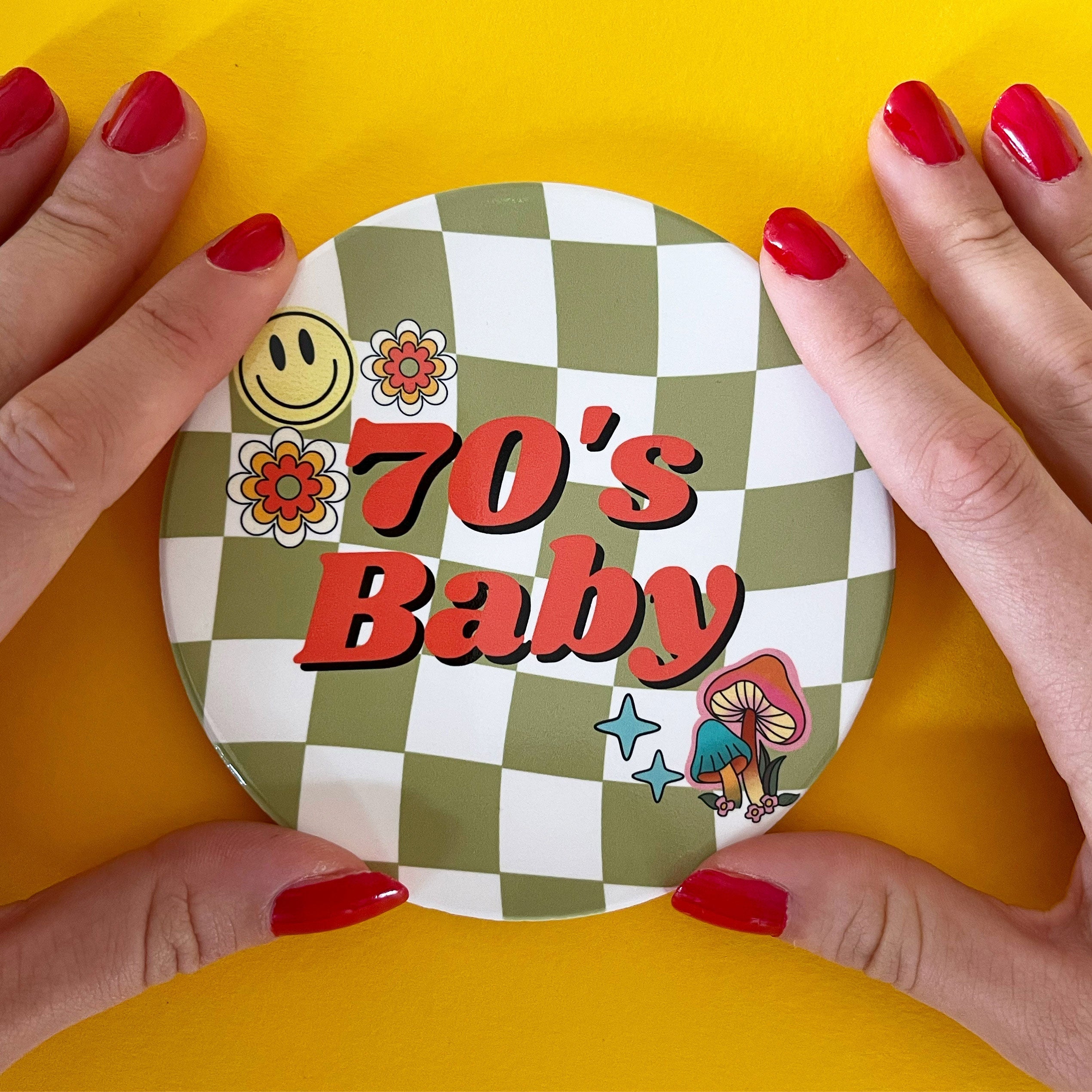 70's Baby Decade Birthday Ceramic Coaster