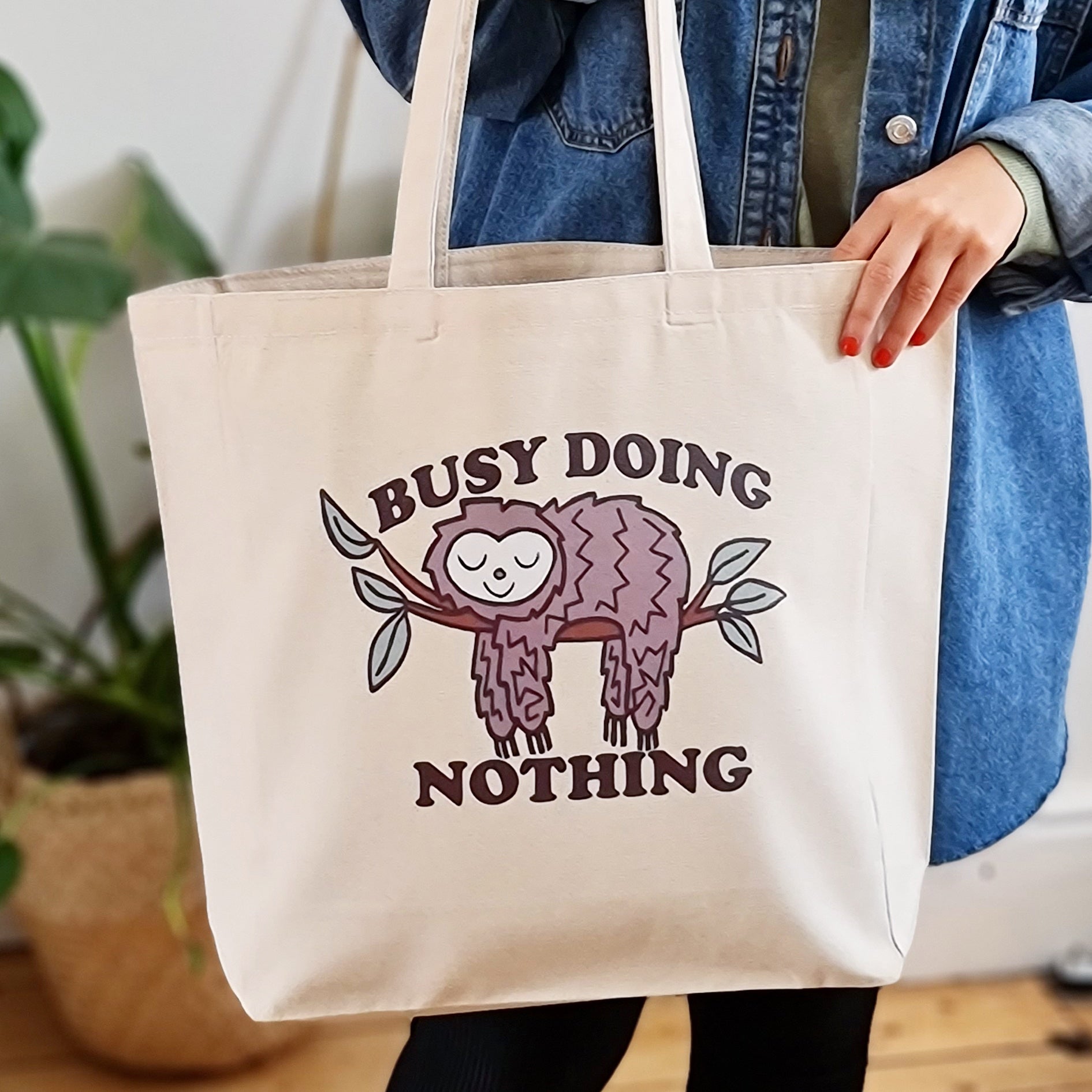 Busy Doing Nothing Sloth Tote Bag