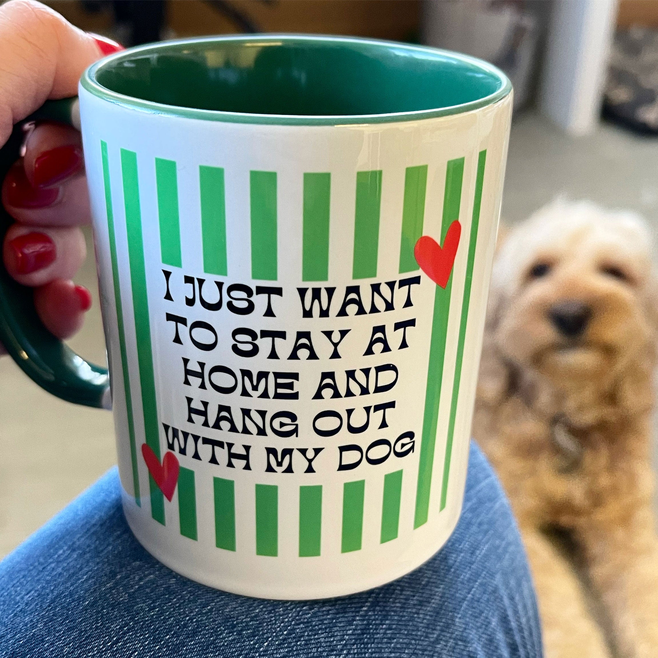 Green Stripe Hang out with my Dog Mug