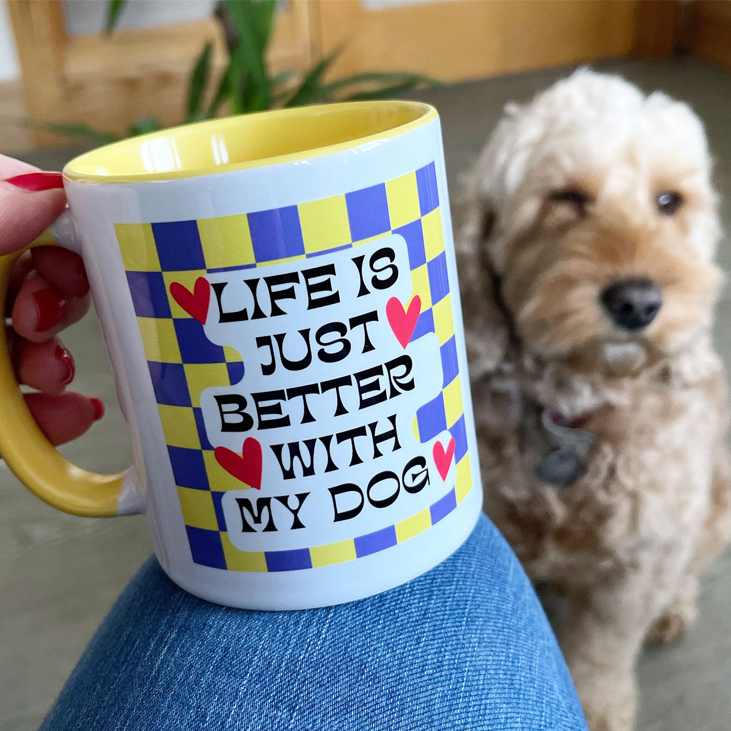 Life Is Better With My Dog Check Mug
