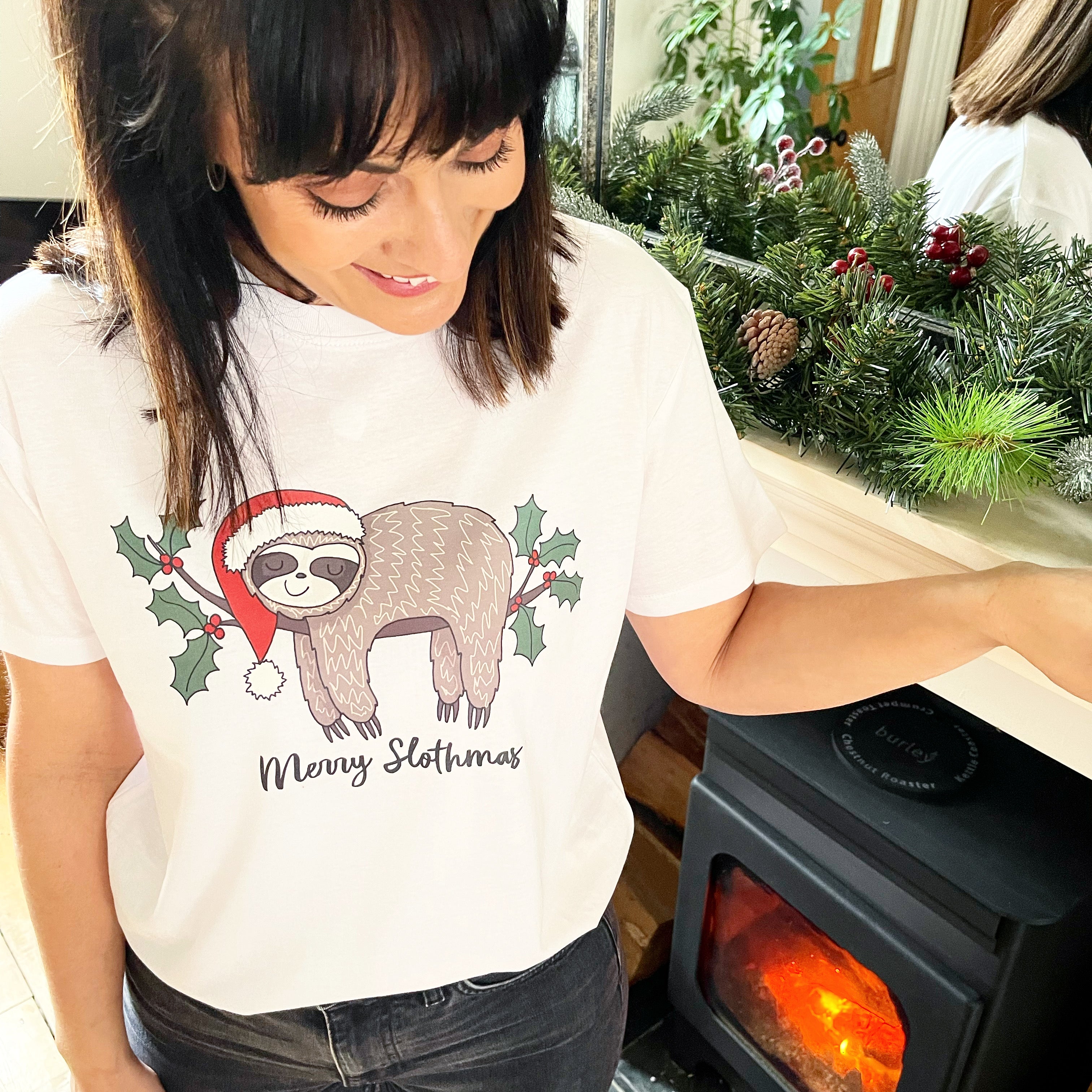 Merry Slothmas Christmas Organic T Shirt