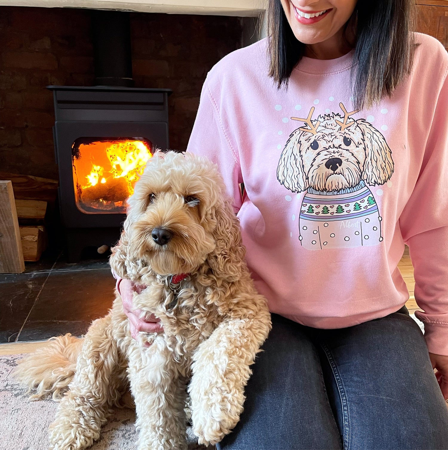 Personalised Pastel Christmas Dog Lover Jumper