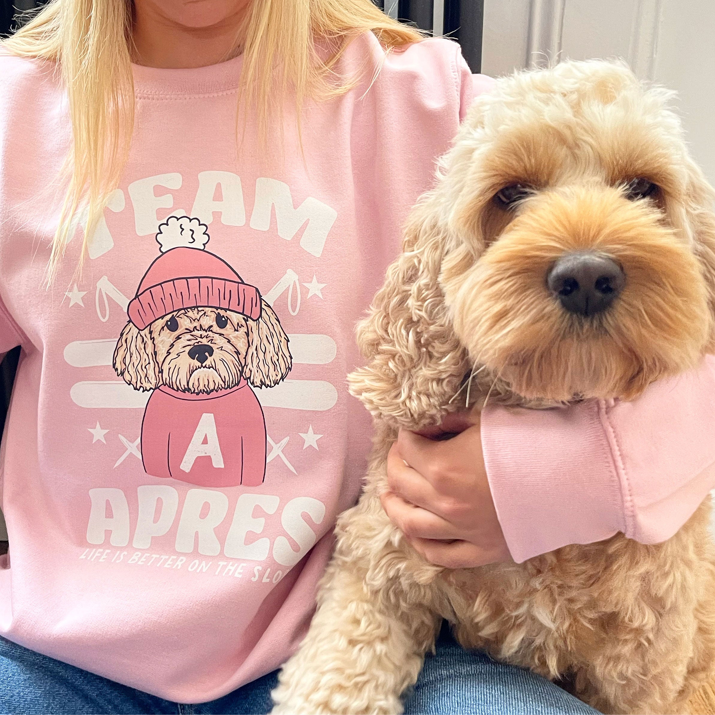 Pink Personalised Team Apres Dog Lover Sweatshirt