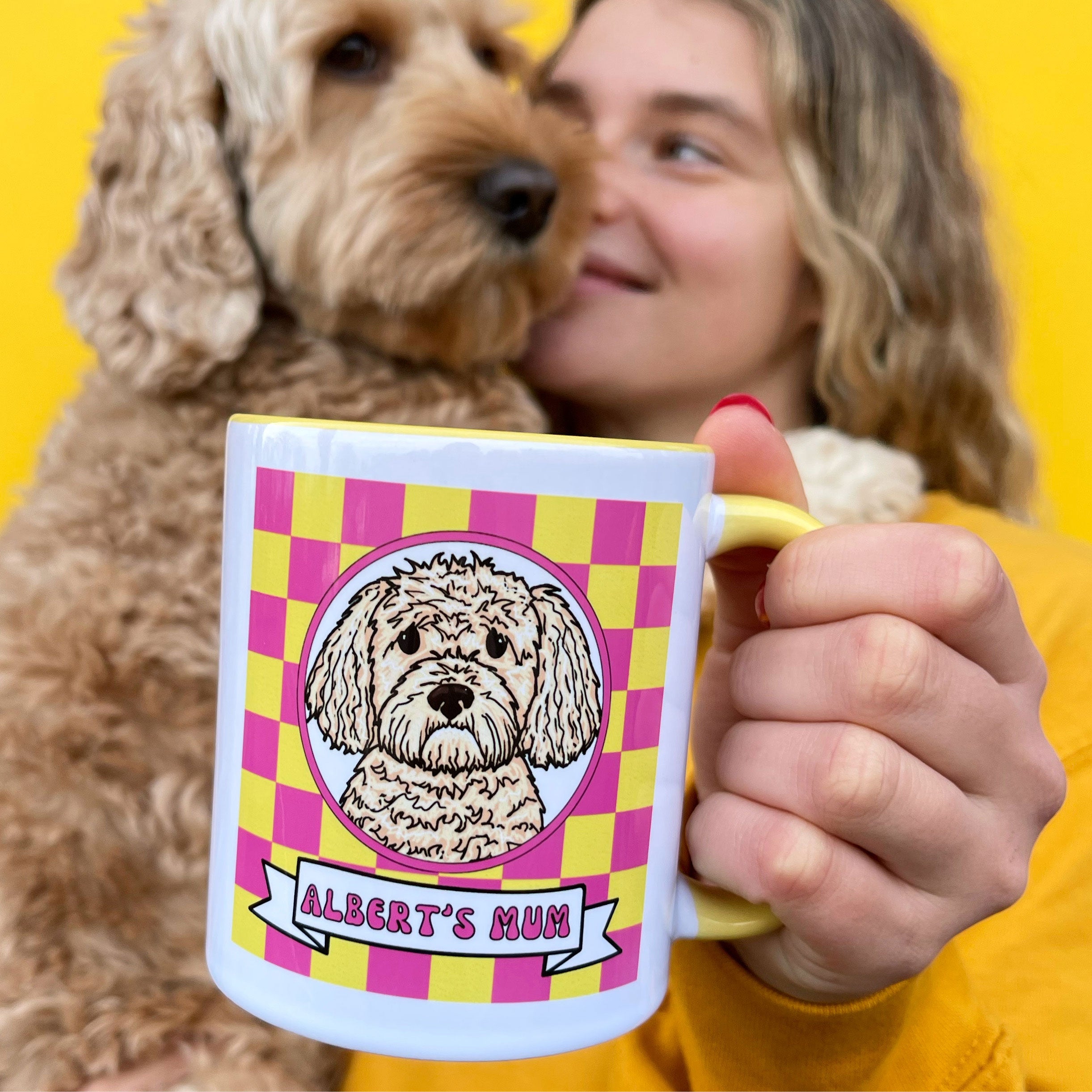 Personalised Dog Mum Checkerboard Mug
