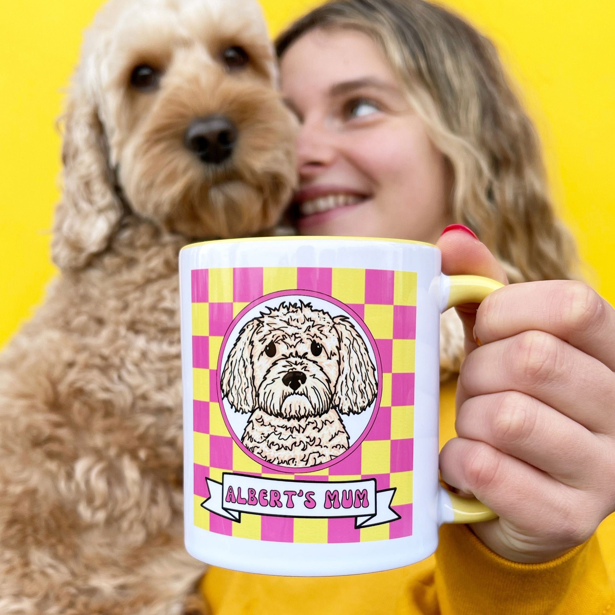 Personalised Dog Mum Checkerboard Mug