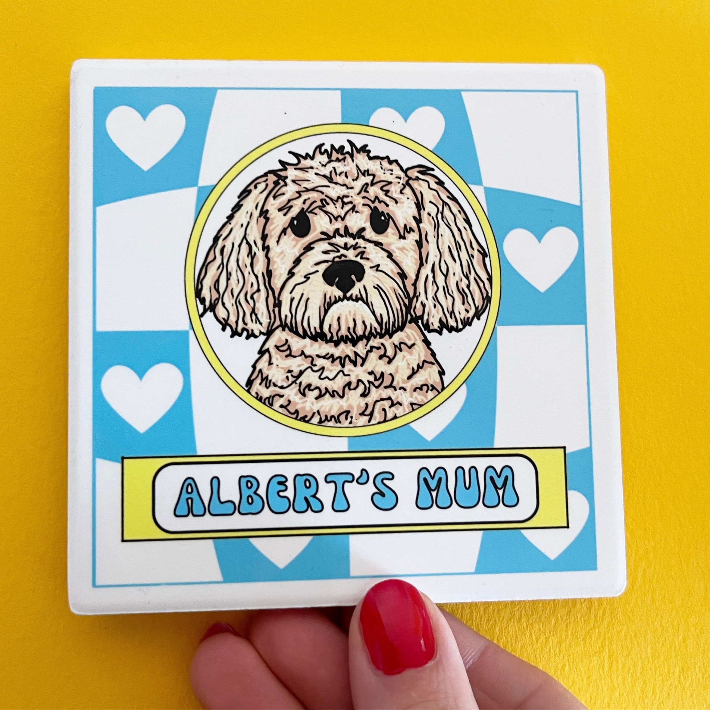 Personalised Dog Mum Love Heart Coaster
