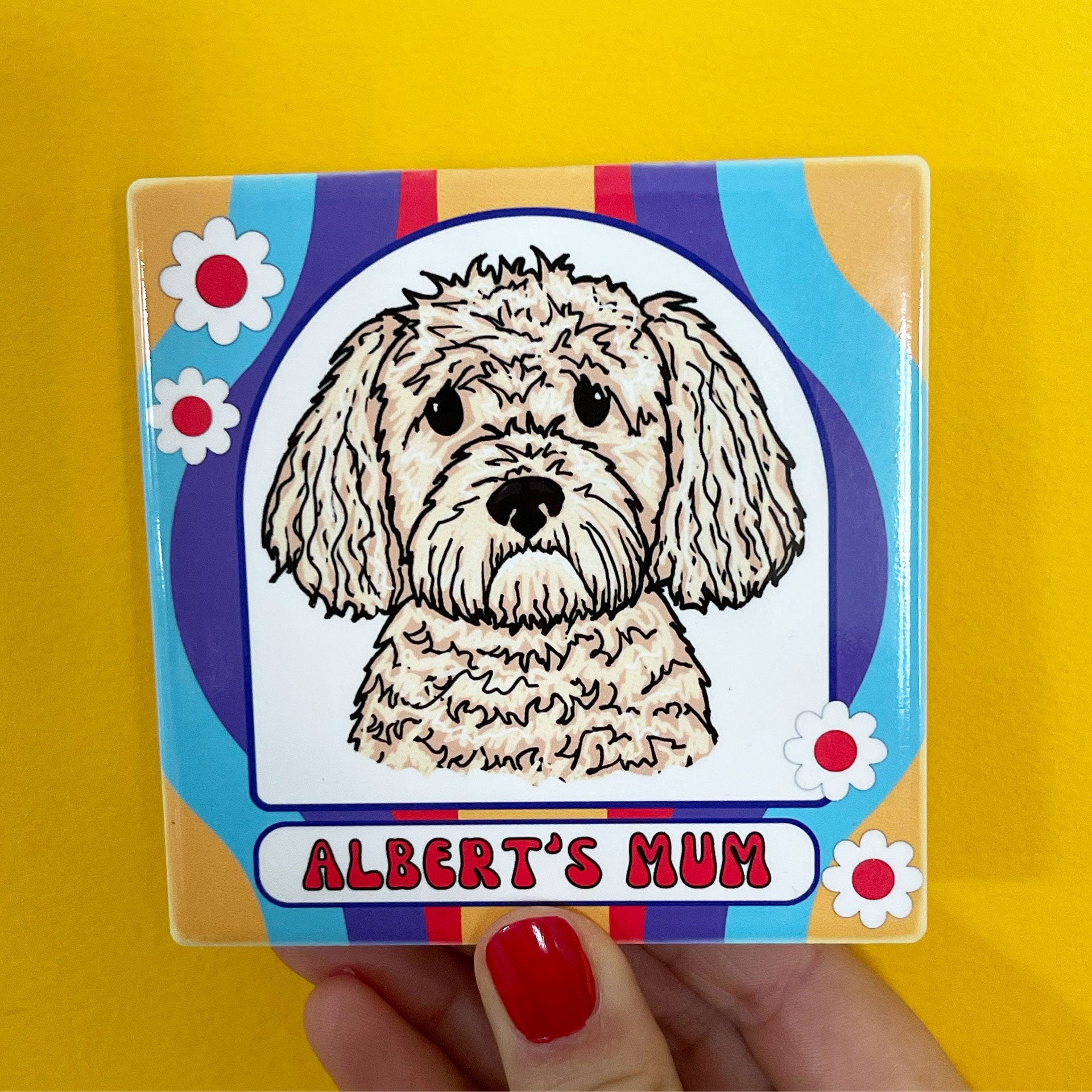 Groovy Dog Mum Ceramic Coaster