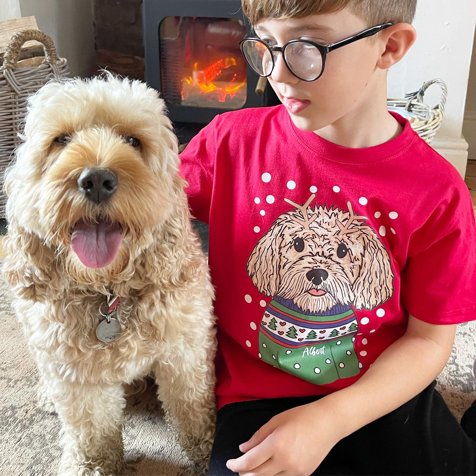 Personalised Children's Dog Lover Christmas T shirt