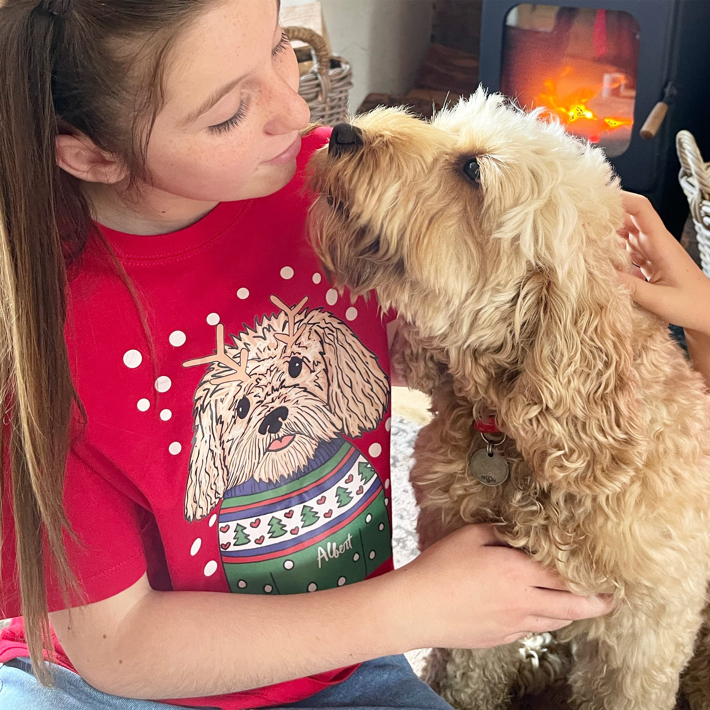 Personalised Children's Dog Lover Christmas T shirt