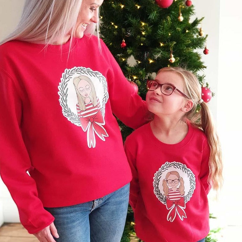 Personalised Wreath family Christmas jumper 