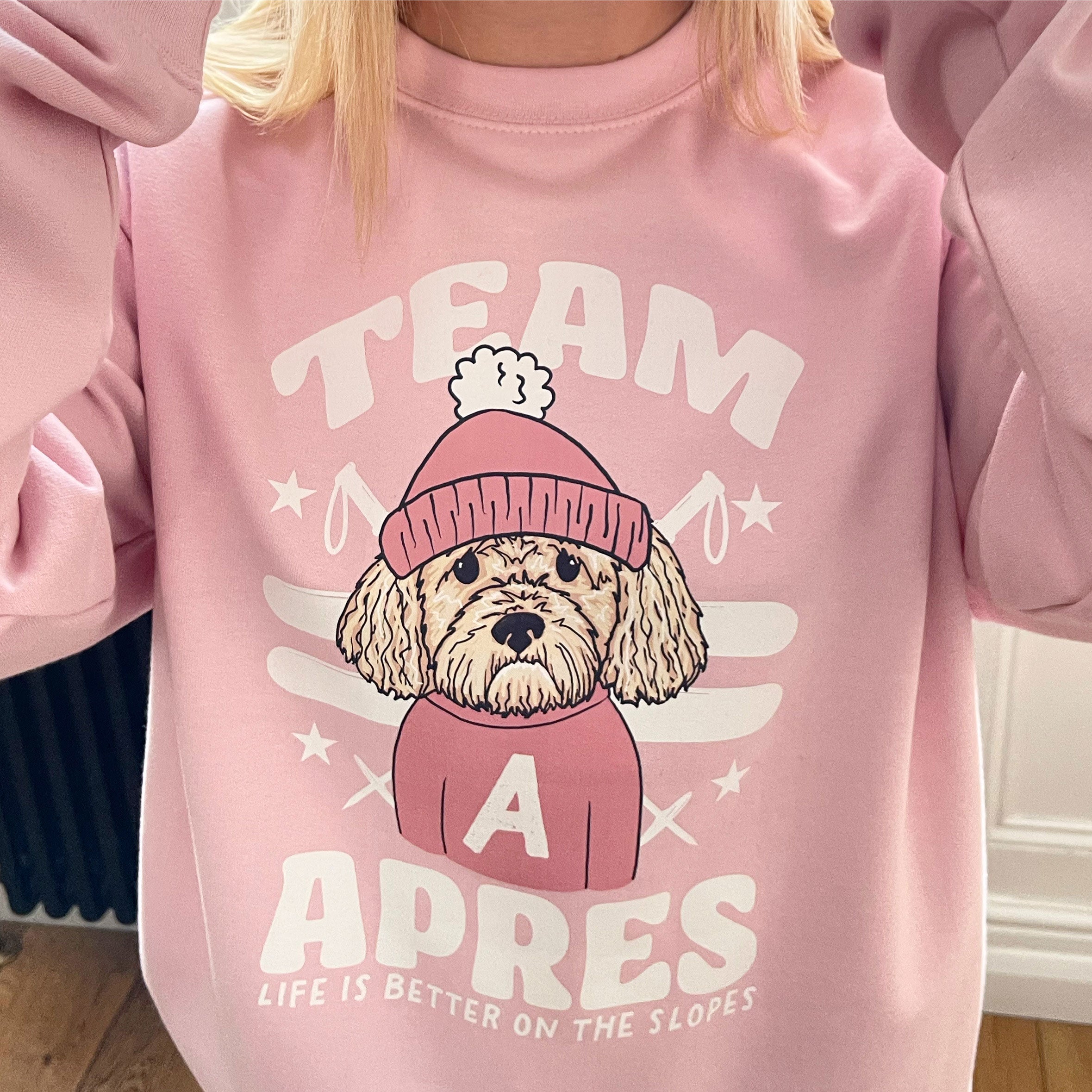 Pink Personalised Team Apres Dog Lover Sweatshirt