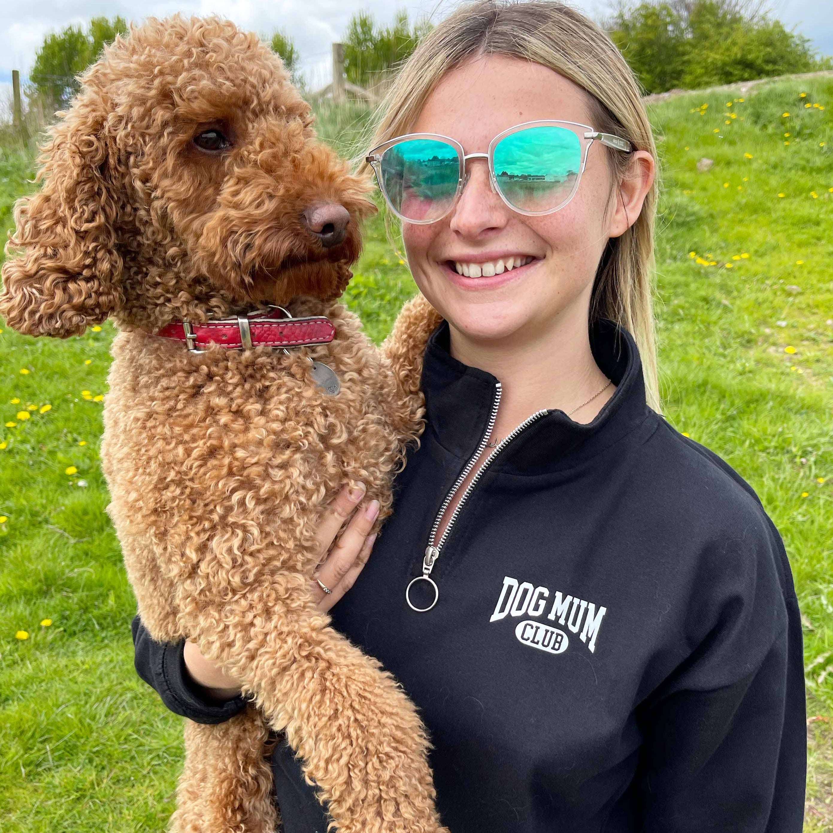 Dog Mum Club Half Zip Black Sweatshirt