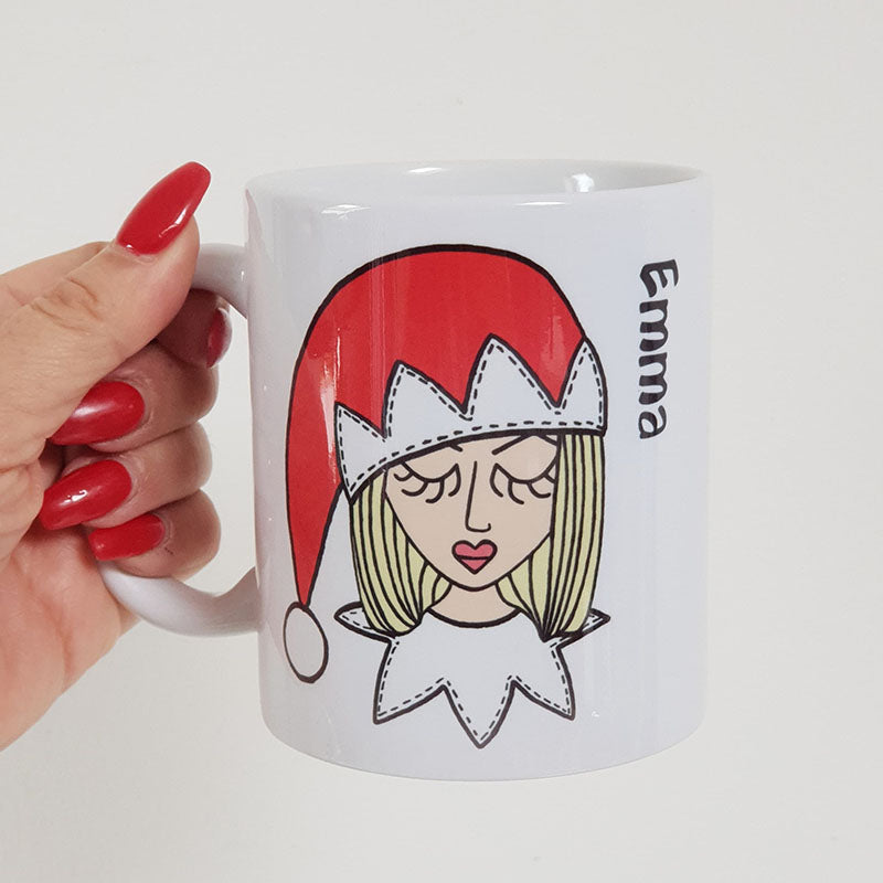 Personalised Selfie Elfie Head Christmas Mug