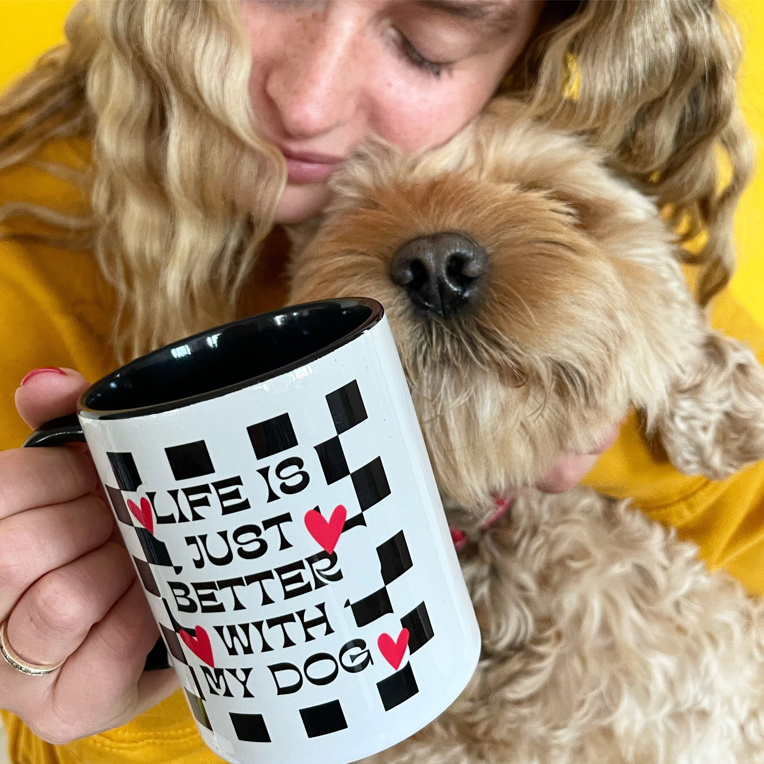 Life Is Better With My Dog Check Mug
