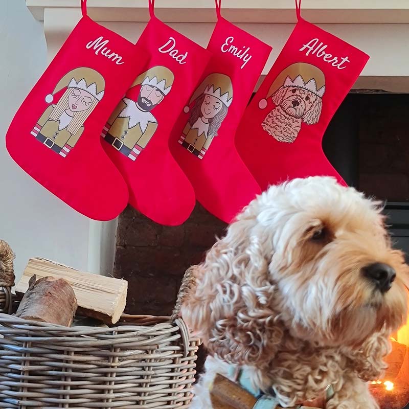 Personalised Selfie Elfie Family Christmas Stocking