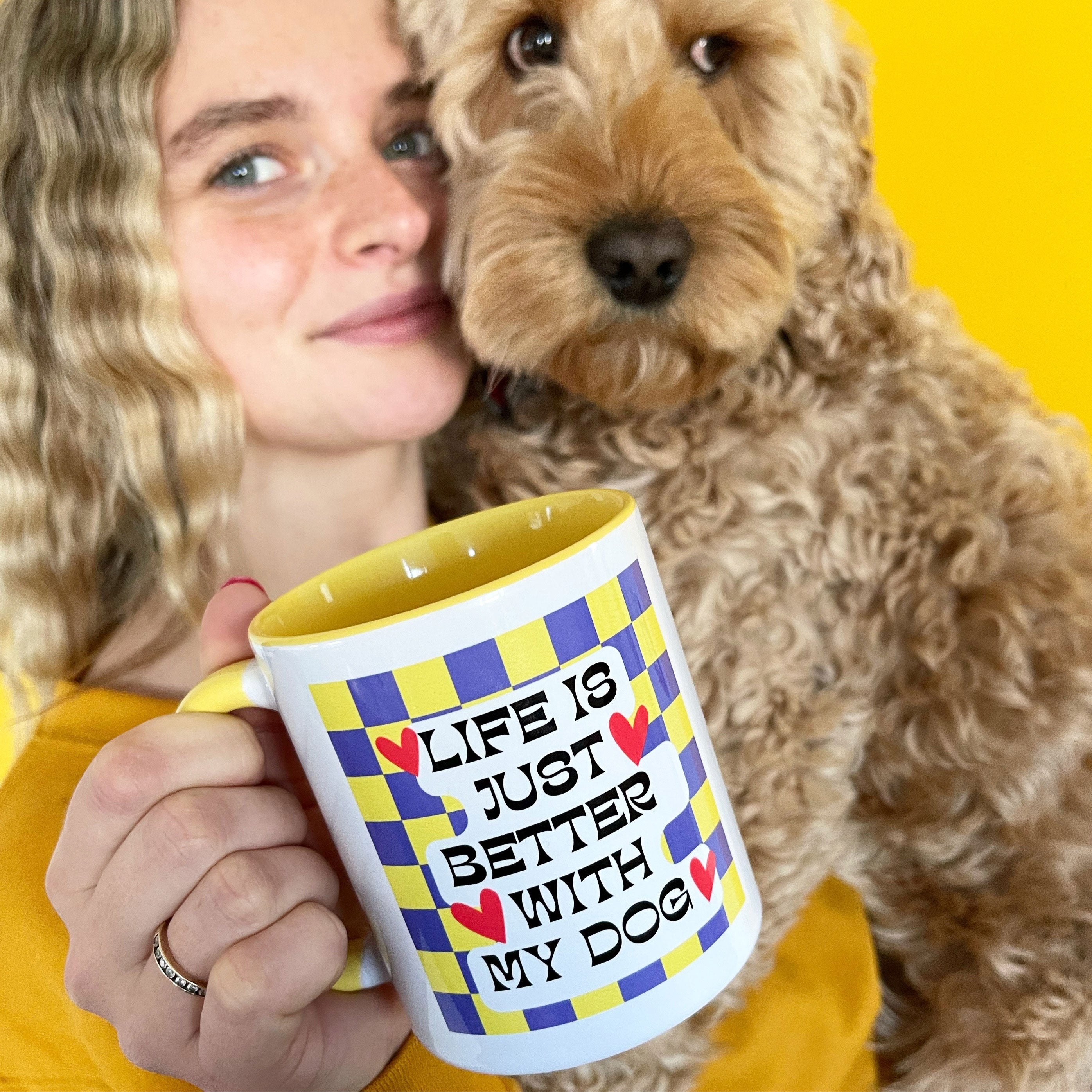 Life Is Better With My Dog Check Mug