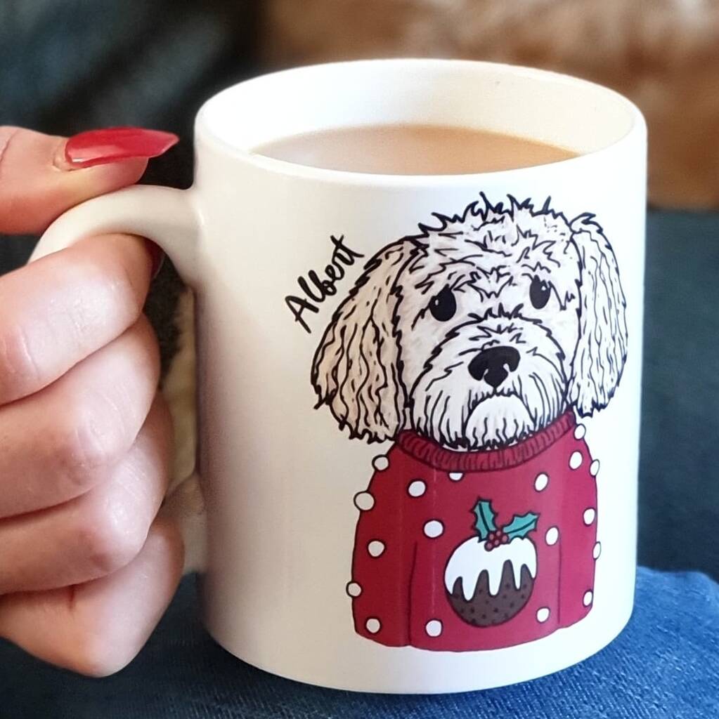 Personalised Dog Lover Christmas Pudding Mug