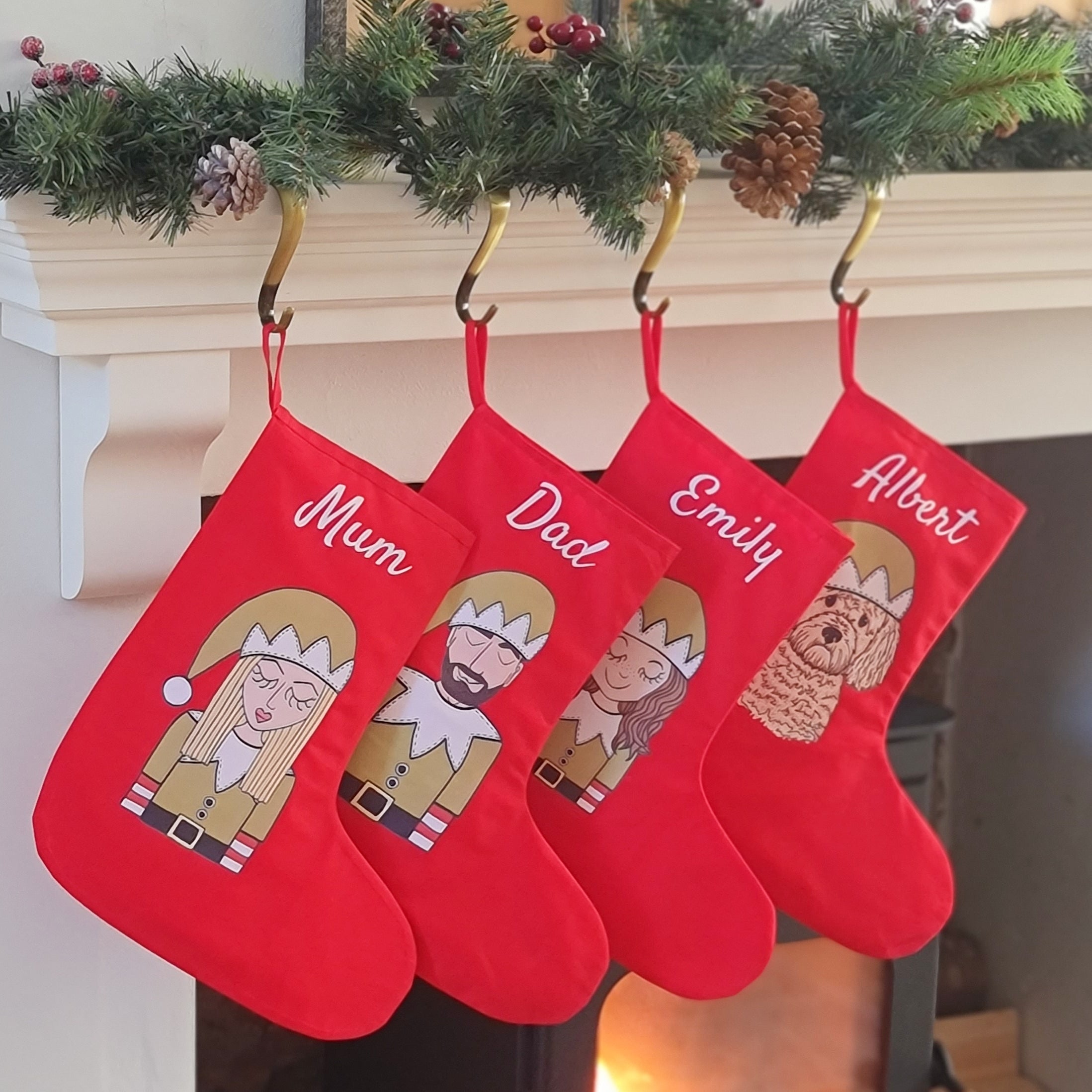 Personalised Selfie Elfie Family Christmas Stocking