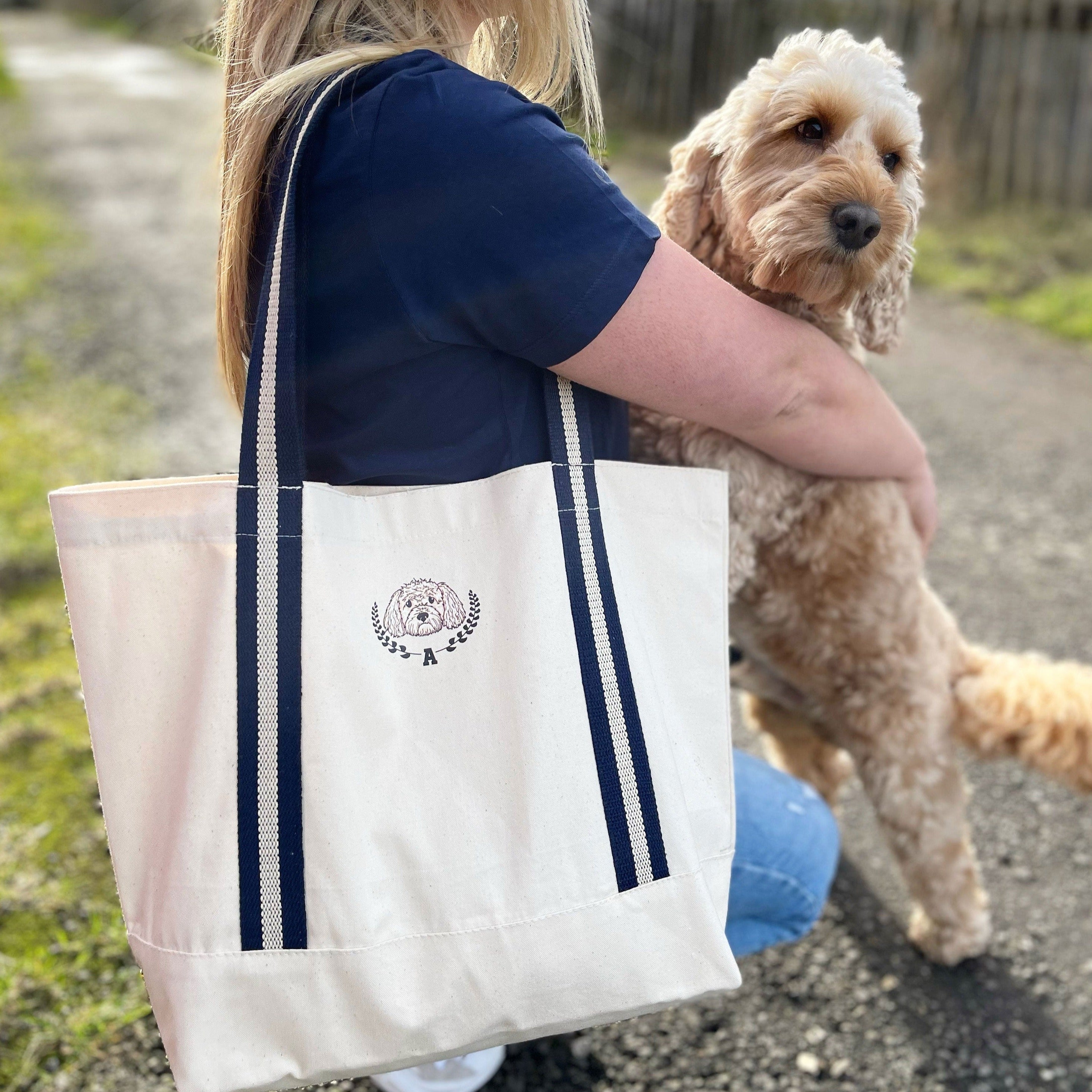 Personalised Varsity Dog Lover Organic Tote Bag