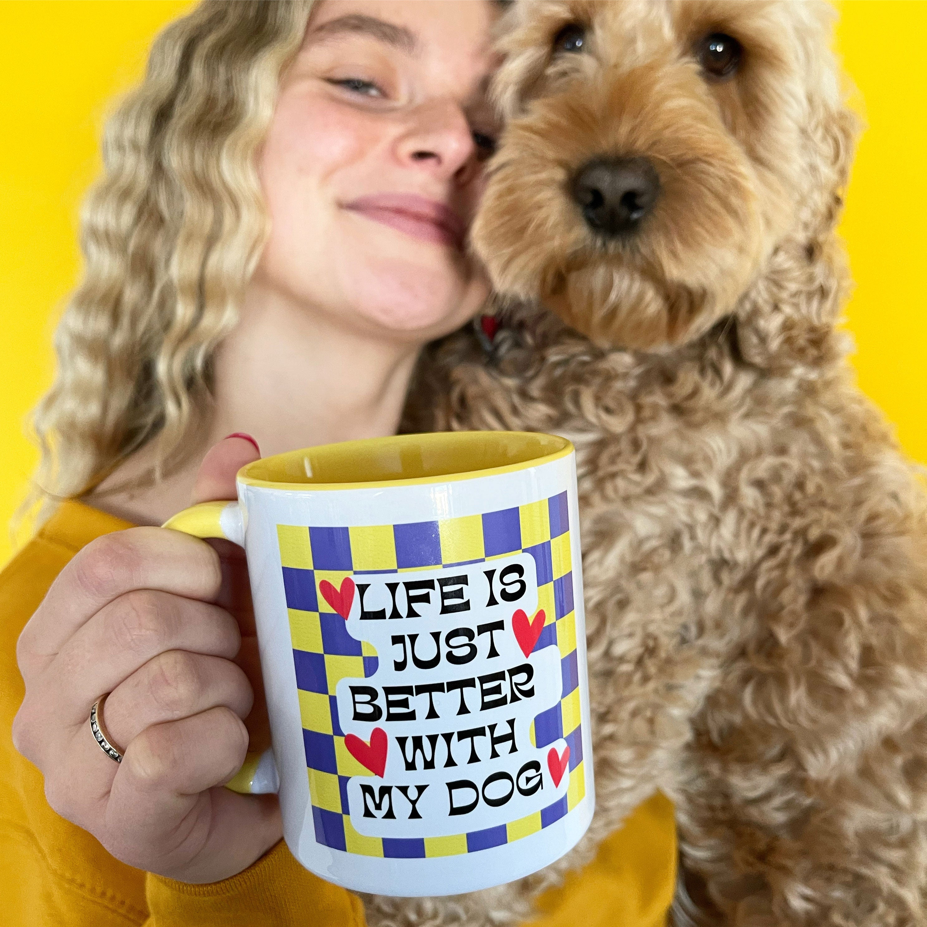 Life Is Better With My Dog Check Mug